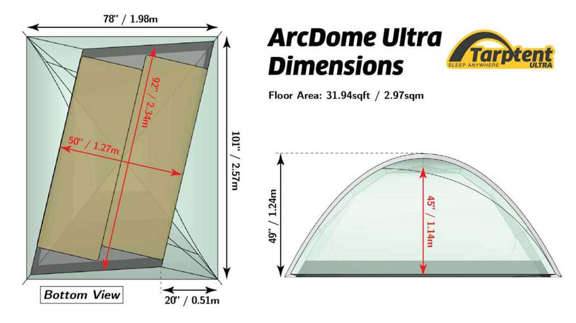 Tarptent ArcDome dimensions