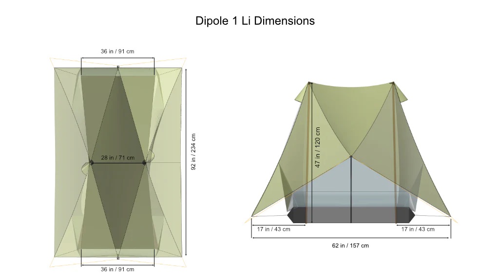 Tarptent Dipole 1 Li dimensions